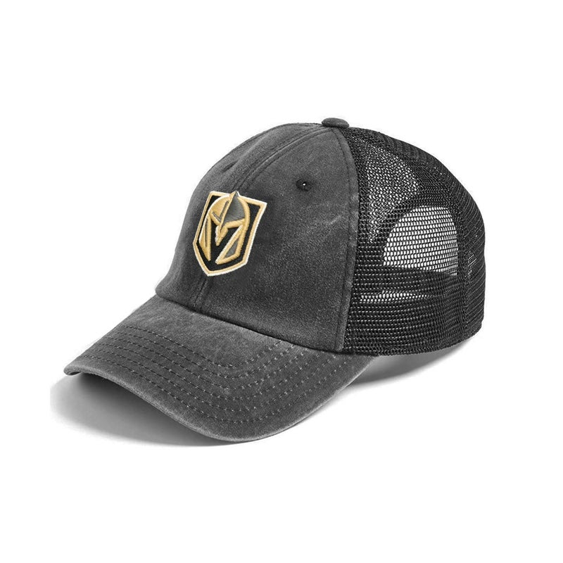 AMERICAN NEEDLE Vegas Golden Knights Raglan Bones Mesh Back Trucker Adjustable Strapback Hat (41152A-VGK) - Image 1